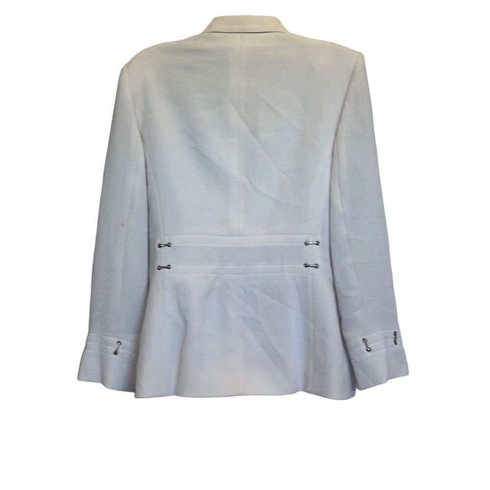 Kasper Cream 3 Button Silver Accent Blazer Jacket Seamed 8P Office Career Dressy - Picture 2 of 9